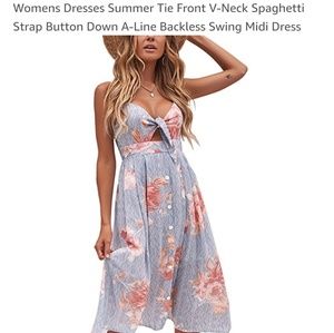 Ecowish V Neck Tie Front Sundress
